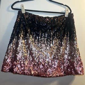 Pink, black and rose gold sequin mini skirt